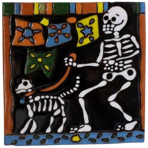 Carrelage mexicain Colibri Azulejos Muerte et son chien C15D10 Carrelage mexicain Colibri Azulejos Muerte et son chien C15D10
